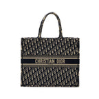 Dior Large Book Tote Blue Dior Oblique Embroidery