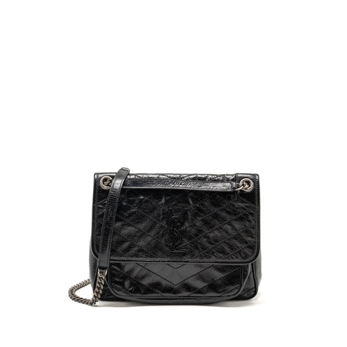 Saint Laurent/YSL Medium Niki Chain Bag Vintage Calfskin Black SHW