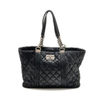 Chanel Large Boy Shopping Tote Bag Calfskin Iridescent Navy SHW