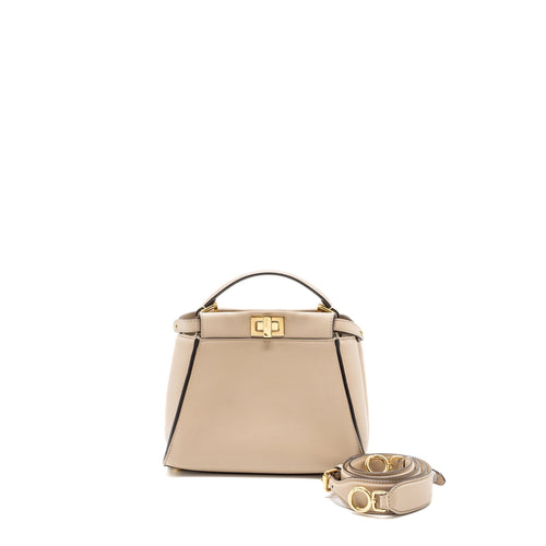 Fendi Peekaboo Mini Calfskin Beige GHW