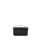 Celine Triomphe Shoulder Bag Triomphe Canvas/Calfskin Tan