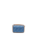 Fendi Mini Baguette Denim Light Blue FF Embroidery SHW