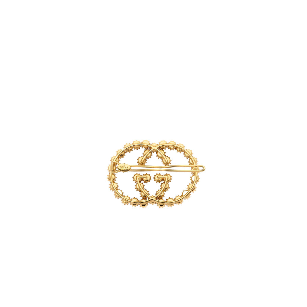 GUCCI GG LOGO Hair clip Pearl GHW