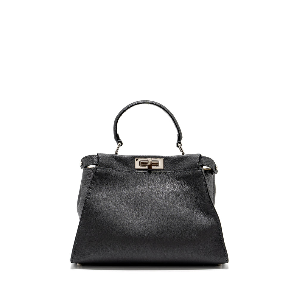 Fendi Medium Peekaboo Bag Selleria Leather Black SHW