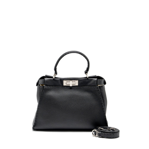 Fendi Medium Peekaboo Bag Selleria Leather Black SHW