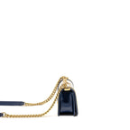 Chanel Small Chevron Boy Bag Calfskin White/Navy GHW