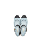 Chanel Size 39 21K Ballerinas Flat Shoes Tweed/Patent Calfskin Light Blue/ Black GHW