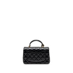 Chanel Top Handle Mini Rectangular Flap Bag Lambskin Black LGHW (Microchip)