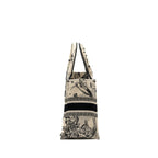 Dior Small Book Tote Latte/Black Toile De Jouy Zodiac Embroidery