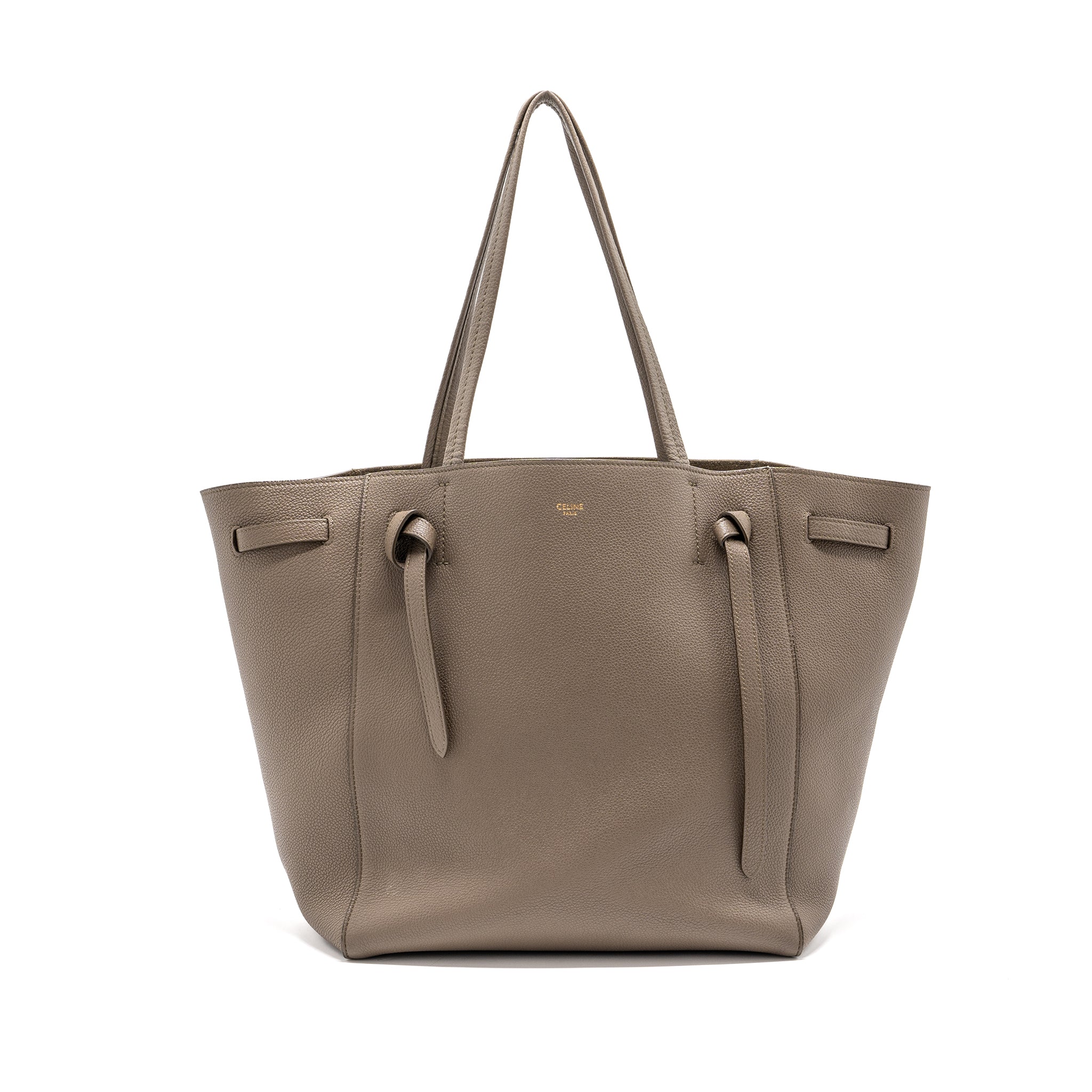Celine small cabas phantom bag grained calfskin taupe