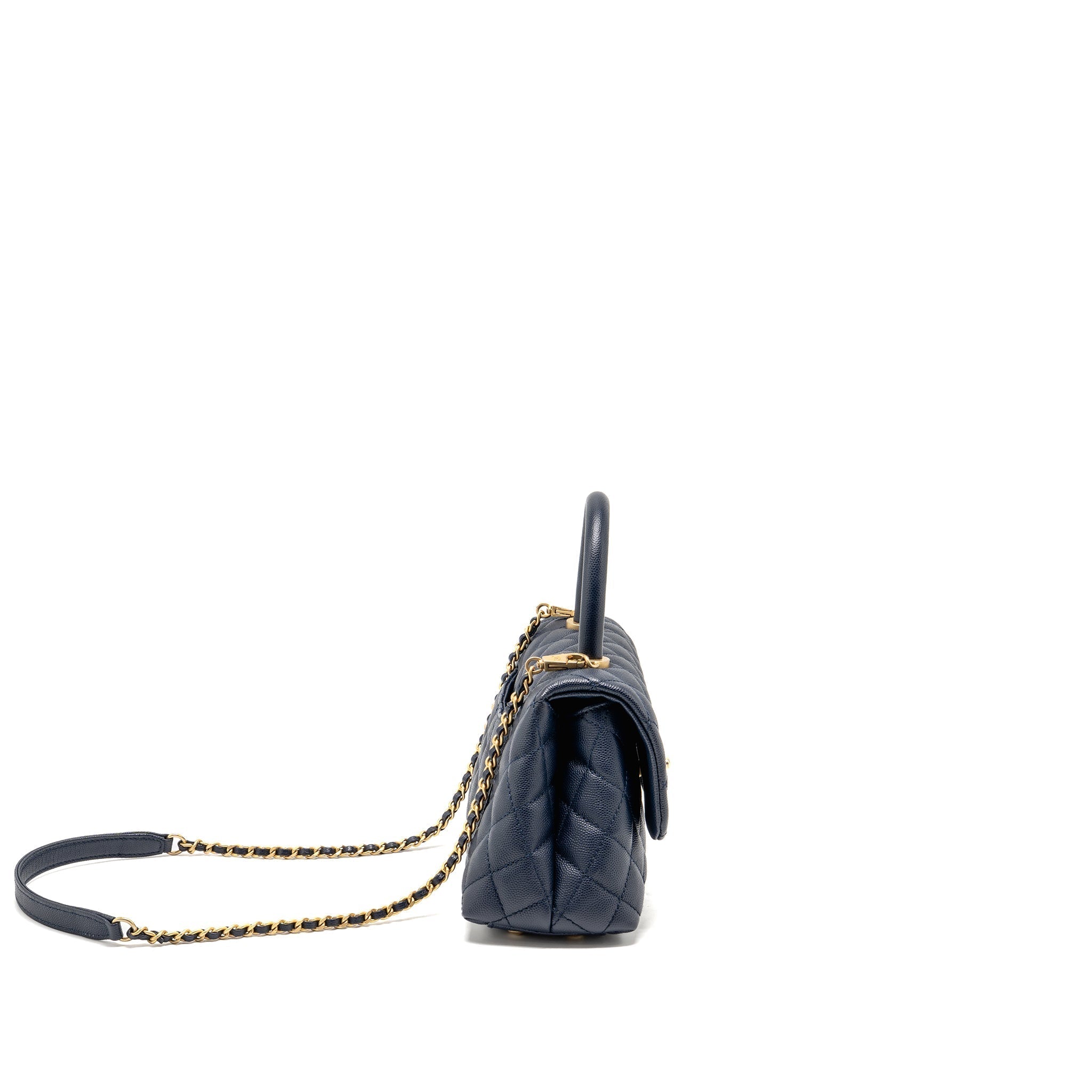 Chanel Small Coco Handle Caviar Navy GHW