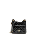 Chanel Hobo Bag Shiny Calfskin Black Brushed GHW
