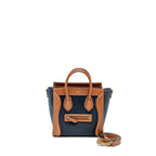 Celine Nano Luggage Bag Calfskin/Denim Tan/Navy
