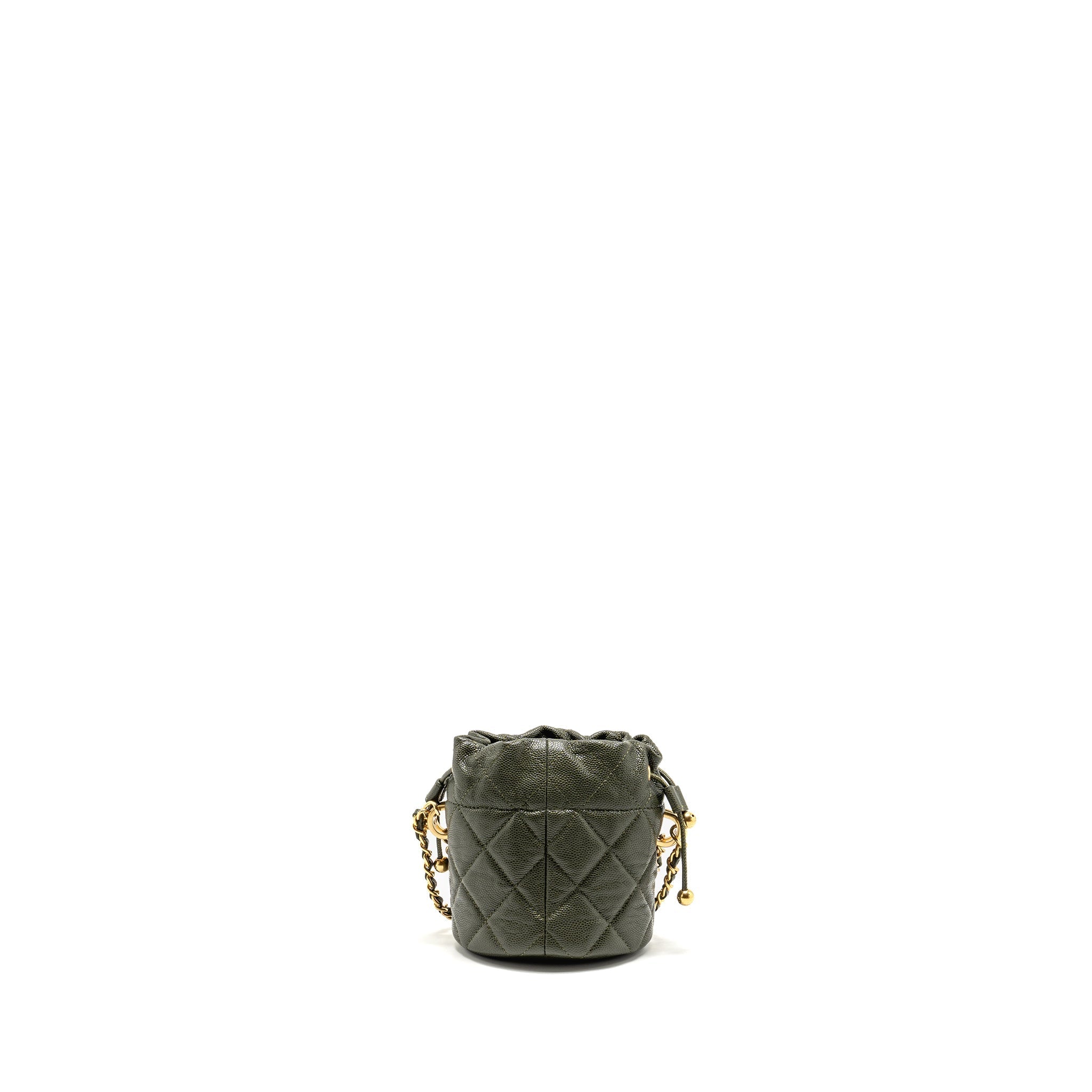 Chanel mini Bucket bag caviar dark green GHW (microchip)