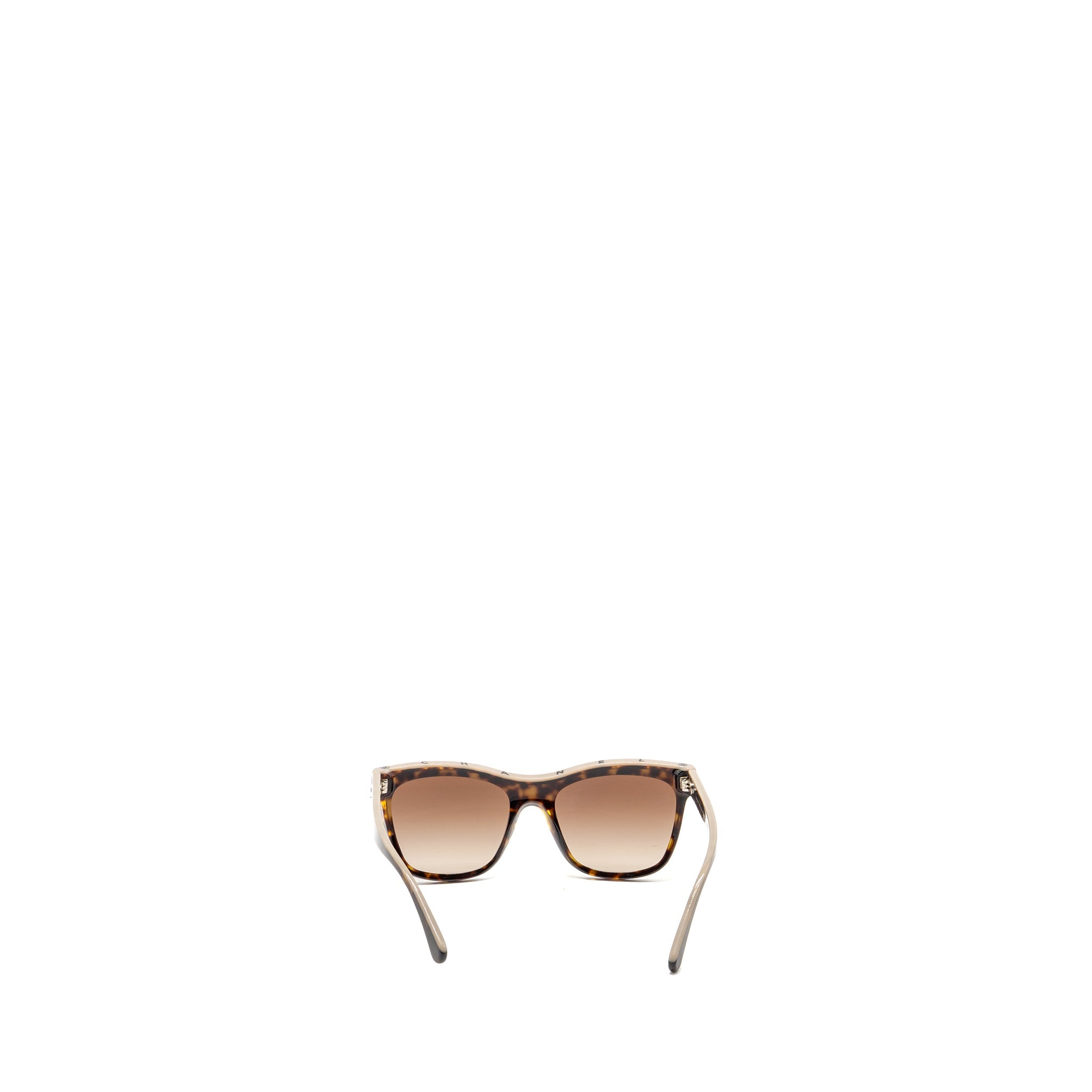 Chanel CC and Letter Logo Shield Sunglasses Dark Tortoise/Beige Brown SHW