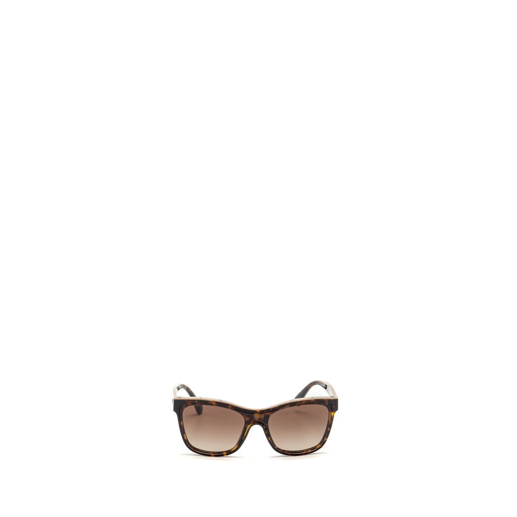 Chanel CC and Letter Logo Shield Sunglasses Dark Tortoise/Beige Brown SHW