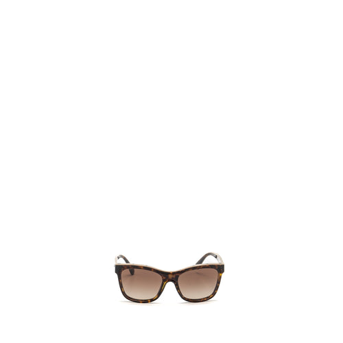 Chanel CC and Letter Logo Shield Sunglasses Dark Tortoise/Beige Brown SHW