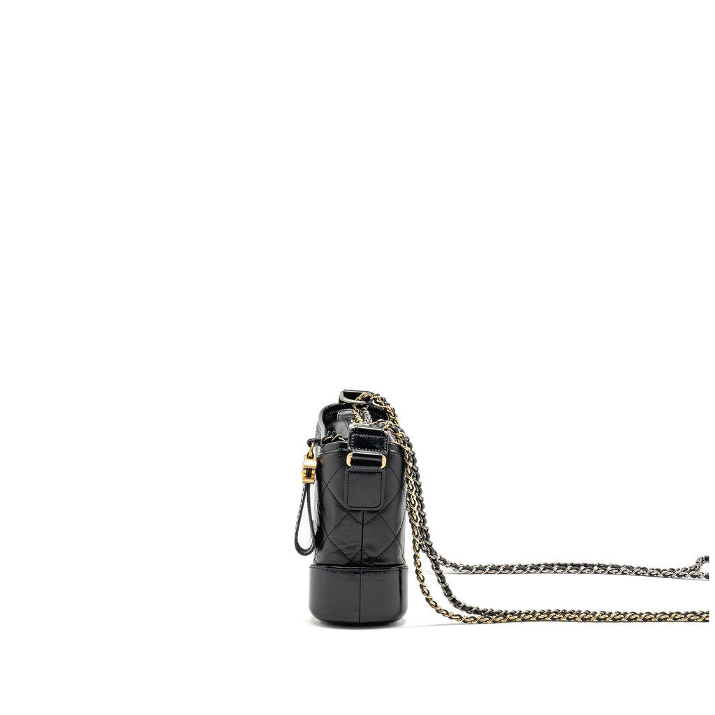 Chanel Small Gabrielle HOBO Bag Aged Calfskin Black Multicolour Hardware (Microchip)