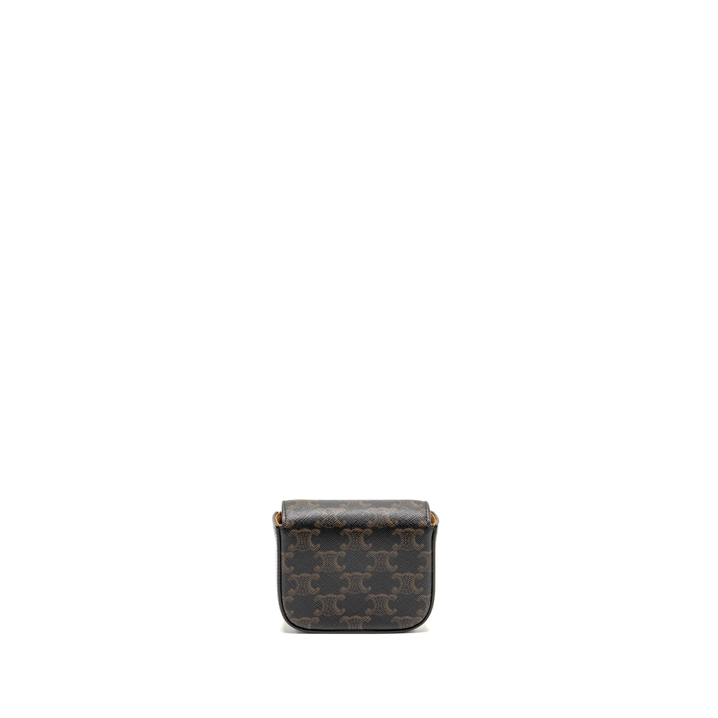 Celine Mini Claud bag triomphe canvas / calfskin tan GHW