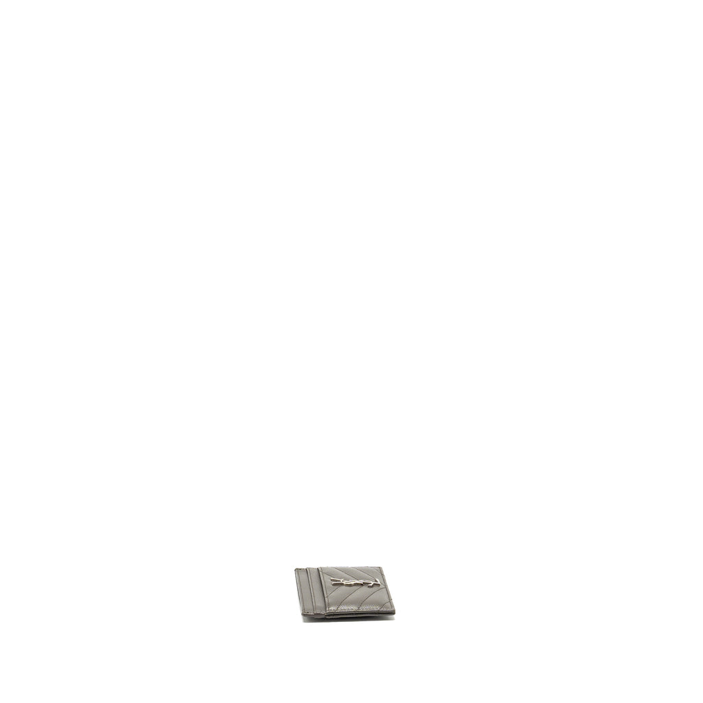 Saint Laurent card holder calfskin grey SHW