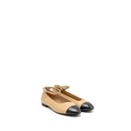 Chanel size 40 Mary Janes Ballet Flats Lambskin Beige/Black
