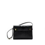 Saint laurent Manhattan shoulder bag croc-embossed calfskin black GHW