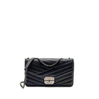 Chanel Envelop Metal Plate Flap Bag Chevron Calfskin Black/Navy Ruthenium silver Hardware