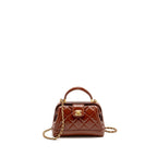 Chanel 24a Small Top Handle Doctor Bag Quilted Shiny Lambskin Caramel GHW (microchip)