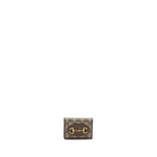 Gucci Horsebit 1955 Card Case Wallet GG Supreme Canvas/ Calfskin Brown GHW
