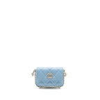 Chanel Mini Flap Clutch with Chaim Lambskin Light Blue LGHW