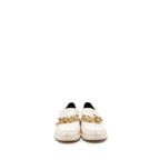 Chanel size 39 Leather chain/pearl cc logo loafer lambskin white GHW
