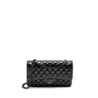 Chanel Medium Classic Double Flap Bag Patent SO Black