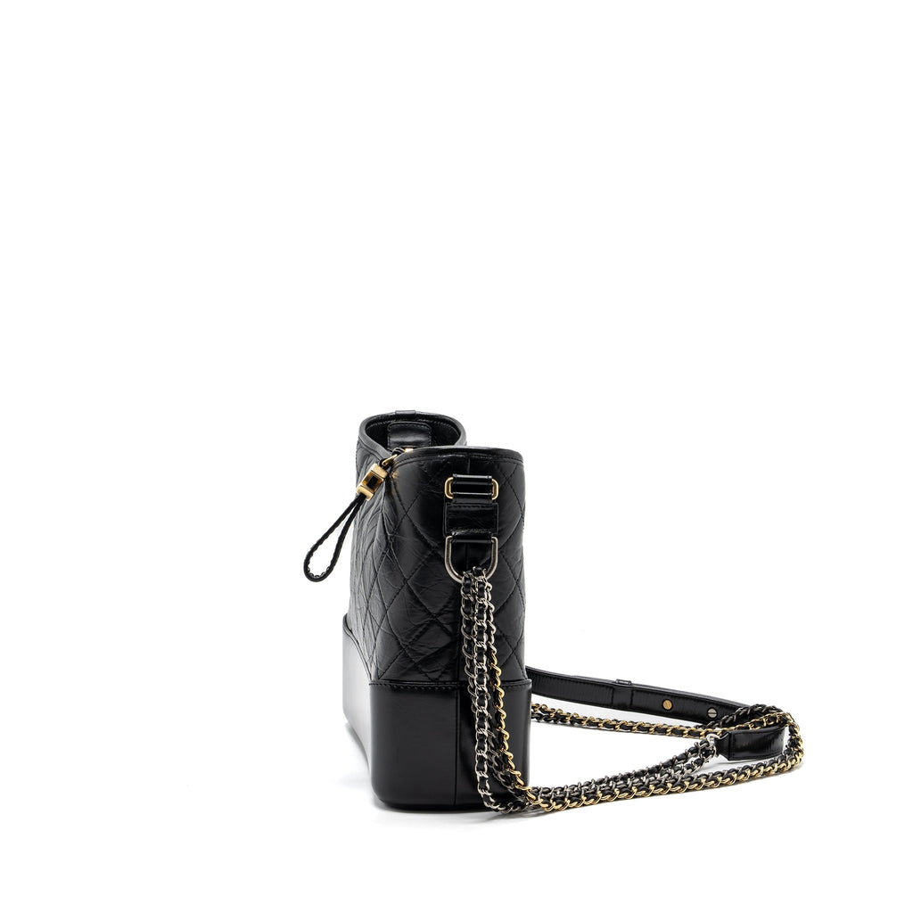 CHANEL GABRIELLE HOBO BAG CALFSKIN BLACK MULTICOLOUR HARDWARE