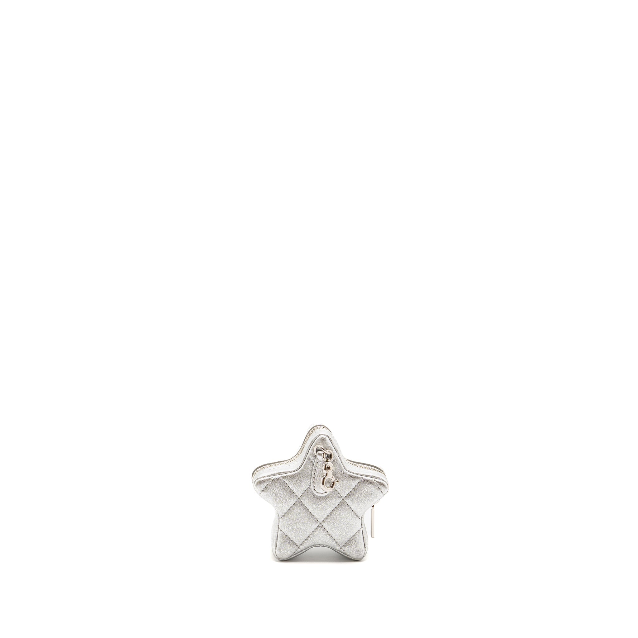 Chanel Star Coin Purse/Bag Charm Lambskin Silver SHW(microchip)