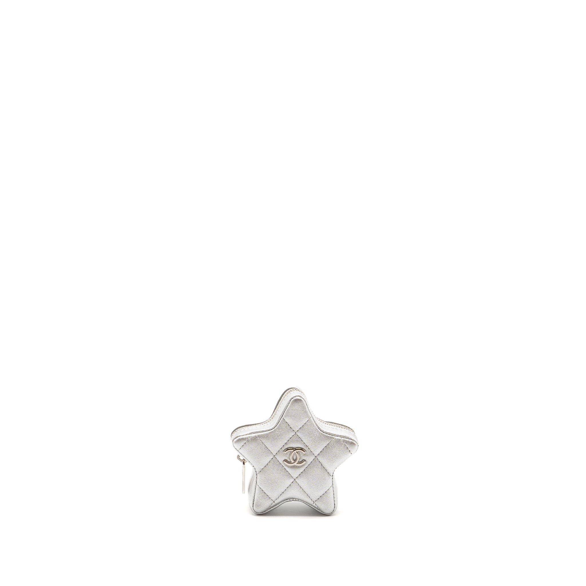 Chanel Star Coin Purse/Bag Charm Lambskin Silver SHW(microchip)