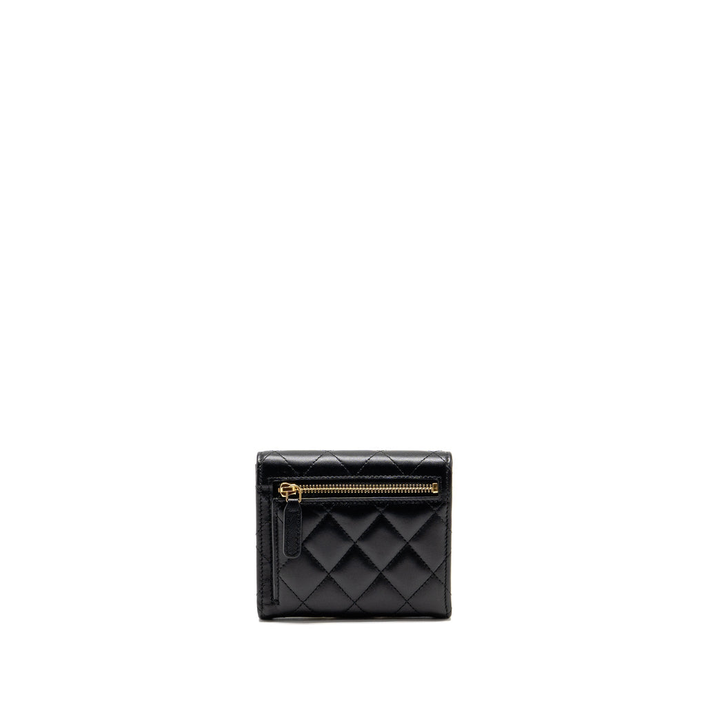 Chanel Small Classic Compact Wallet Lambskin Black LGHW (Microchip)