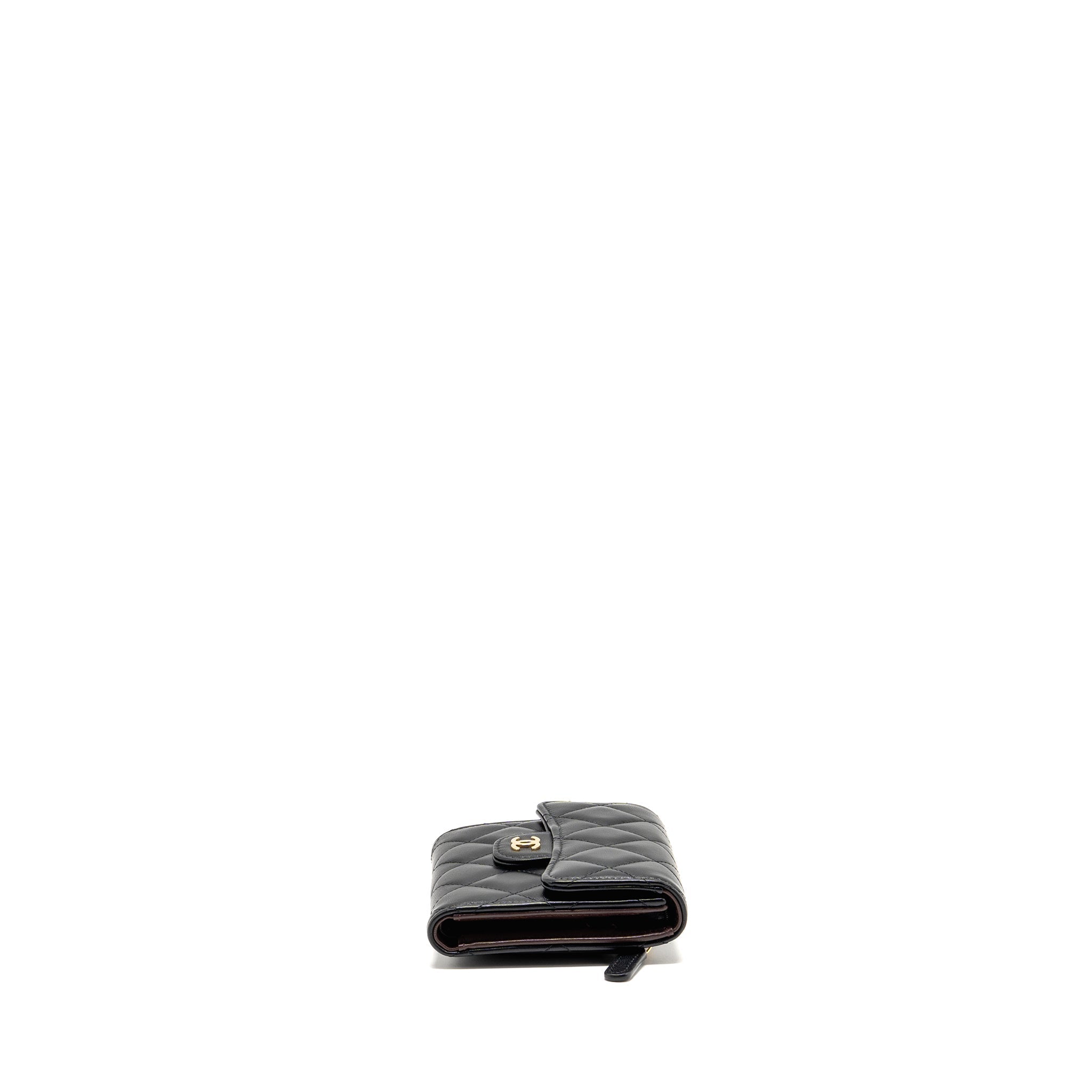 Chanel Small Classic Compact Wallet Lambskin Black LGHW (Microchip)