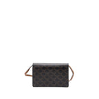 Celine wallet on strap triomphe canvas / smooth lambskin tan with