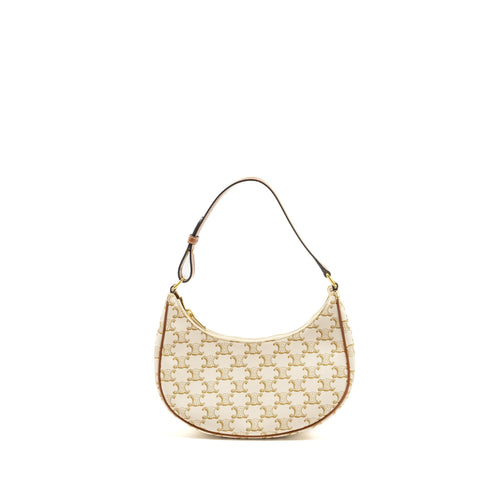 Celine AVA Bag Triomphe Canvas/ Calfskin White / Brown