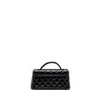Chanel 25p Top Handle Flap Bag Shiny Lambskin Black GHW(microchip)