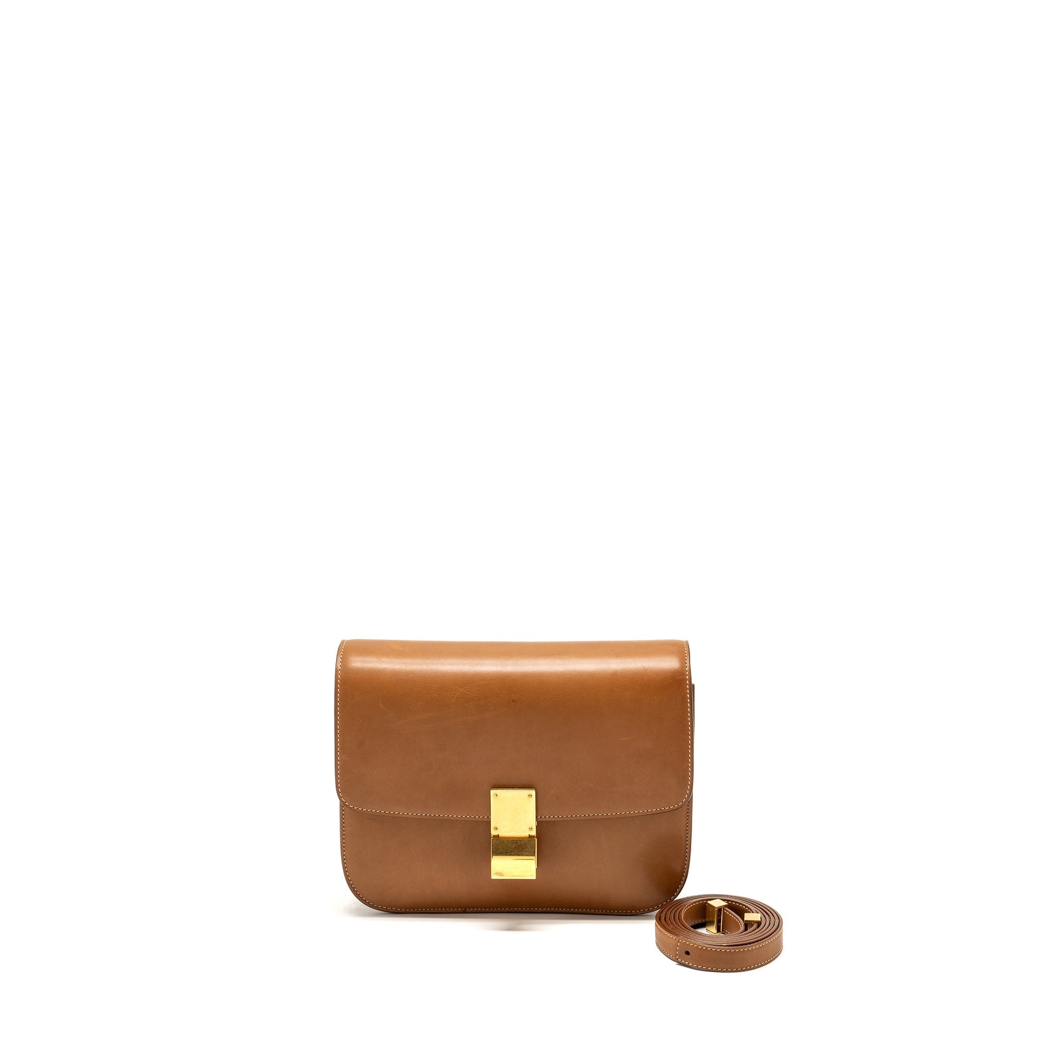 Celine Medium Classic Box Bag Calfskin Brown