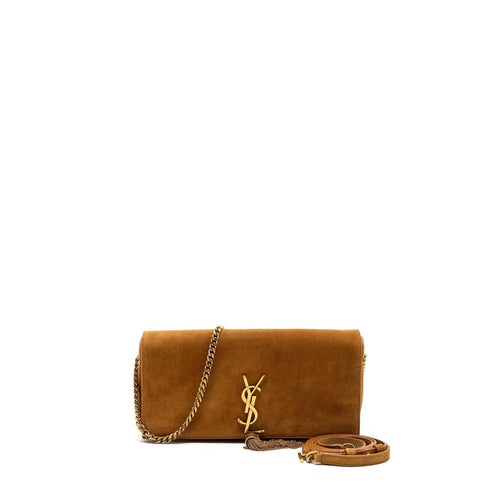 Saint Laurent Kate Tassel Crossbody Bag Suede Brown GHW