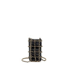 Chanel Gold Clutch O Chain Vertical phone holder lambskin black GHW