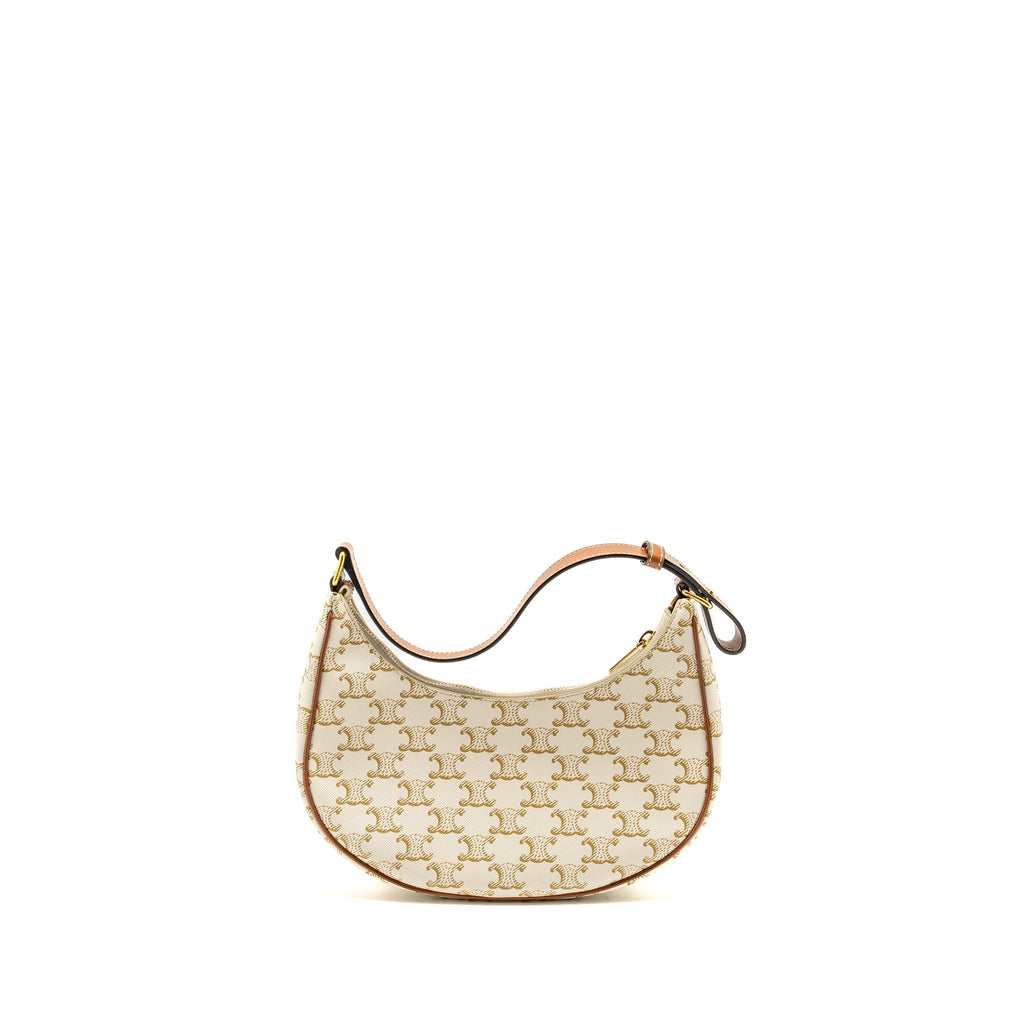 Celine AVA Bag Triomphe Canvas/ Calfskin White / Brown