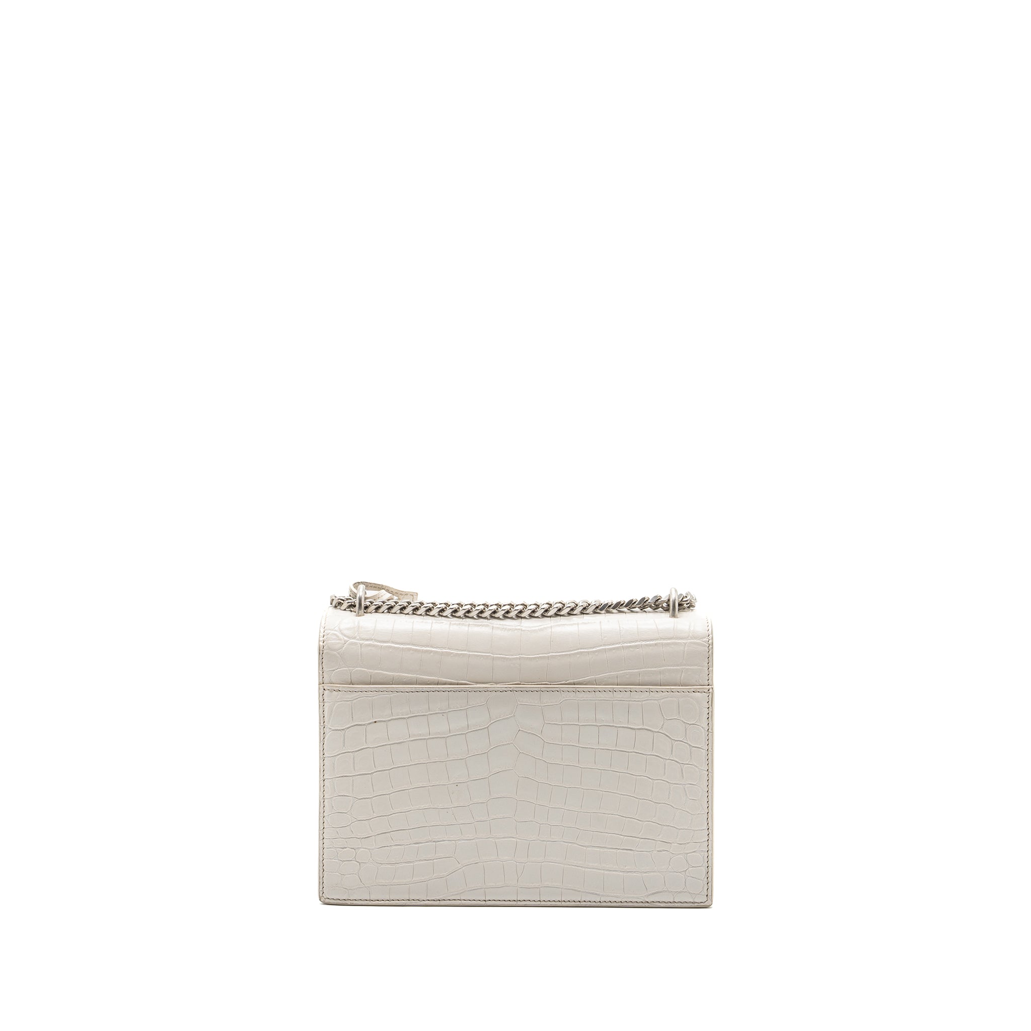 Saint Laurent/YSL Sunset Bag Crocodile embossed White SHW