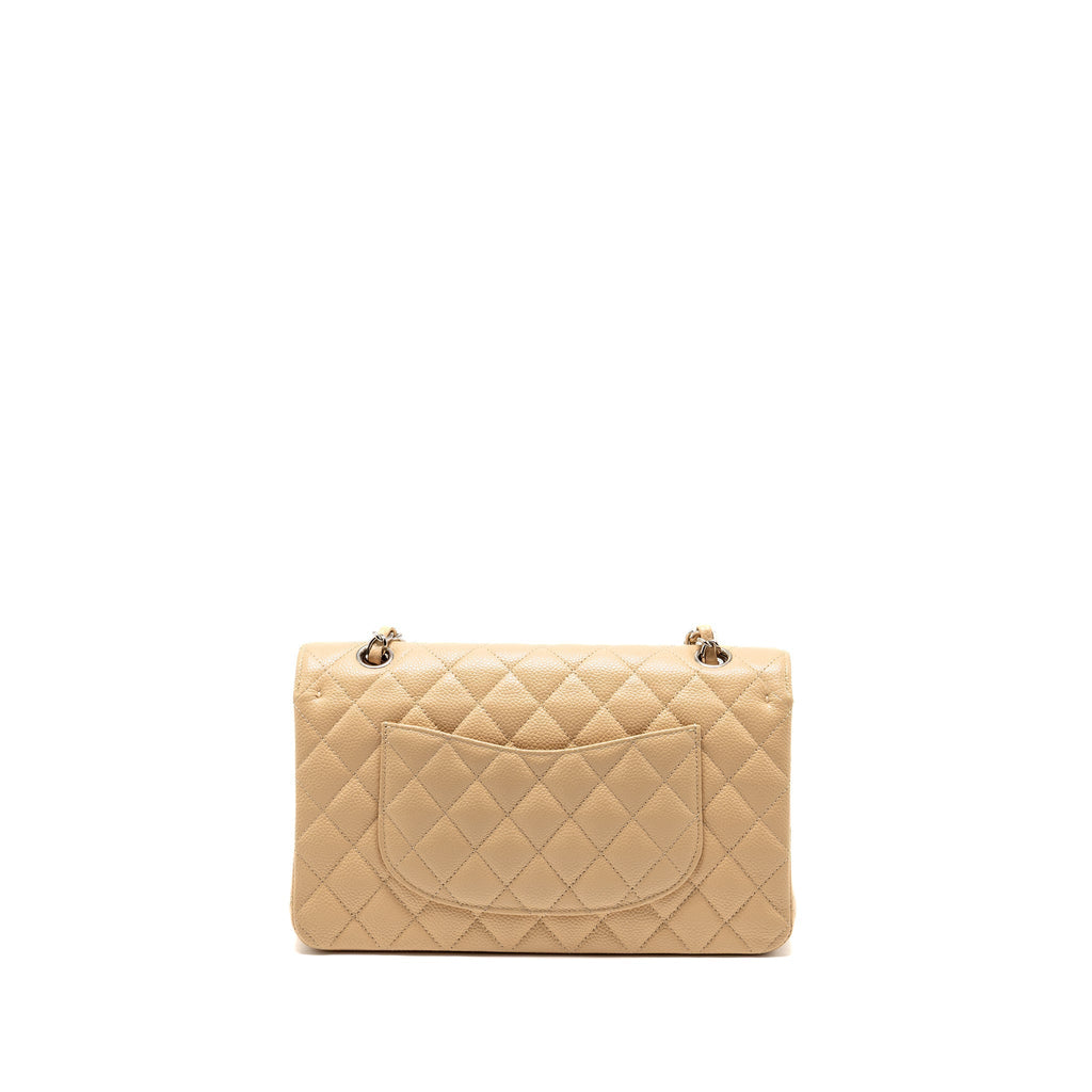 Chanel Medium Classic Double Flap Bag Caviar Beige SHW