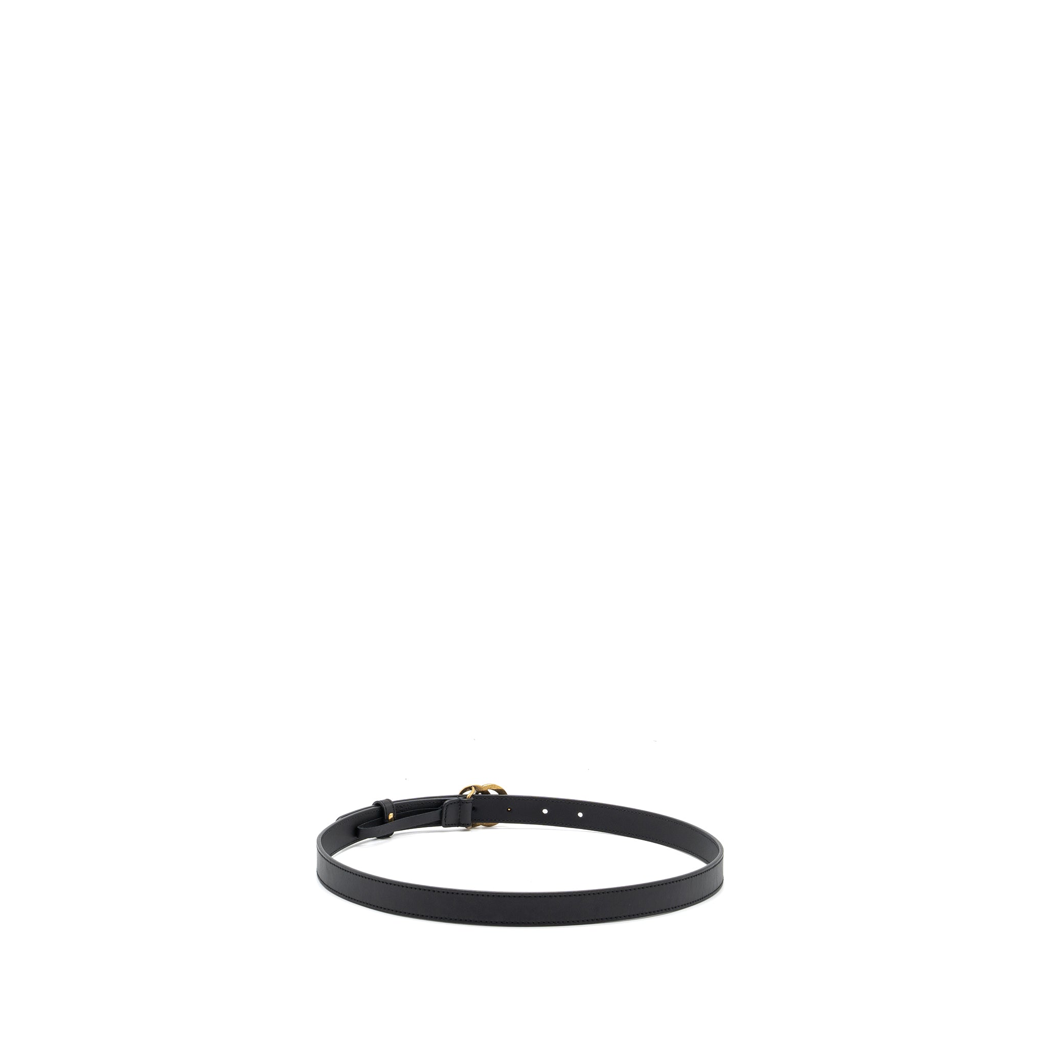 Gucci Size 80 Leather Belt Double G Buckle with Pearl Calfskin Black Brushed GHW