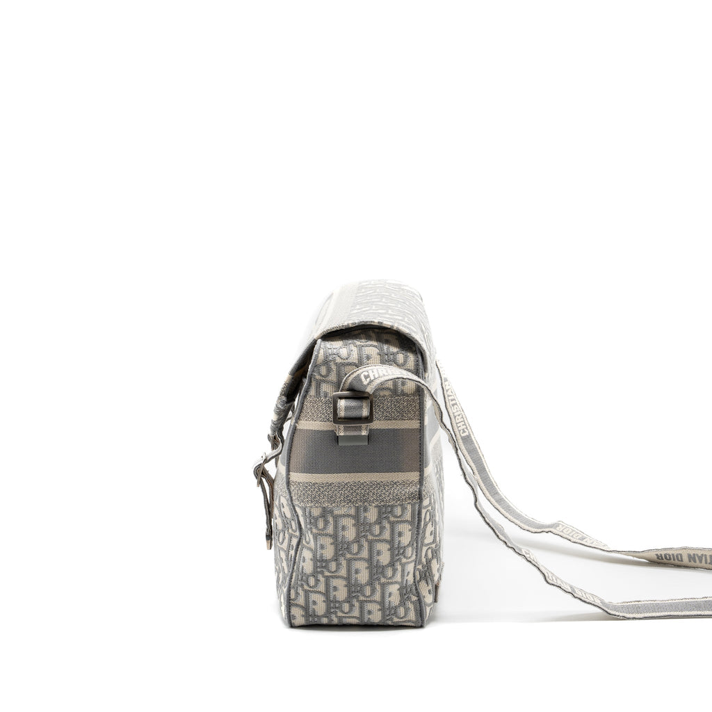 Dior Diorcamp Messenger Bag Oblique Embroidery Light Grey SHW