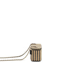 Chanel long vanity case bag raffia/calfskin black/beige LGHW