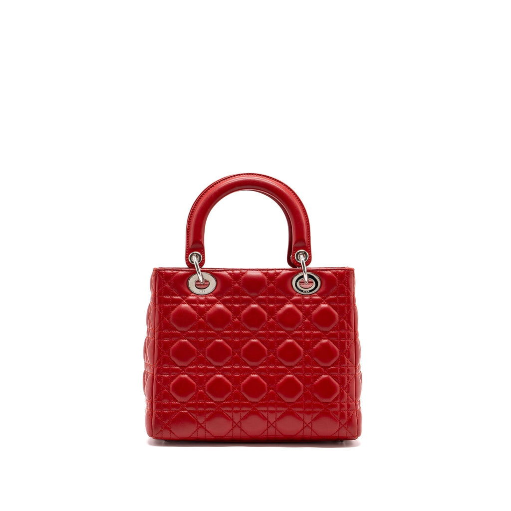 Dior Medium lady dior lambskin red SHW
